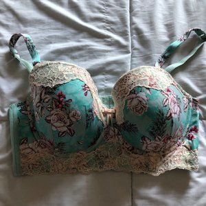 City Chic Blue Floral Lace Bra 40DD